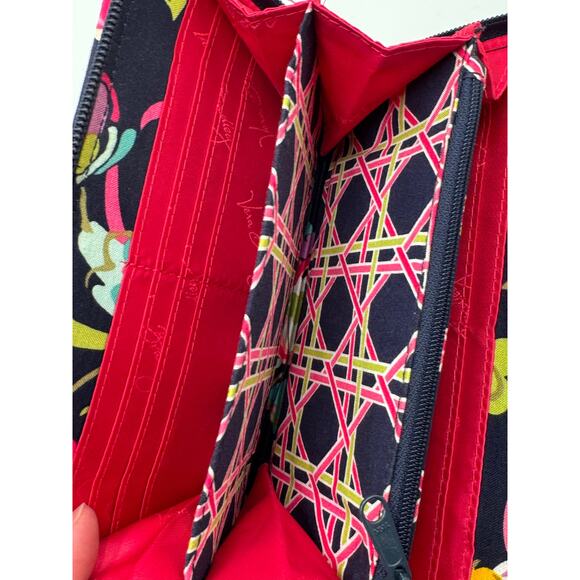 Vera Bradley Accordion Wallet Navy Blue Ribbon Floral Print Retired 2012 - Picture 9 of 11